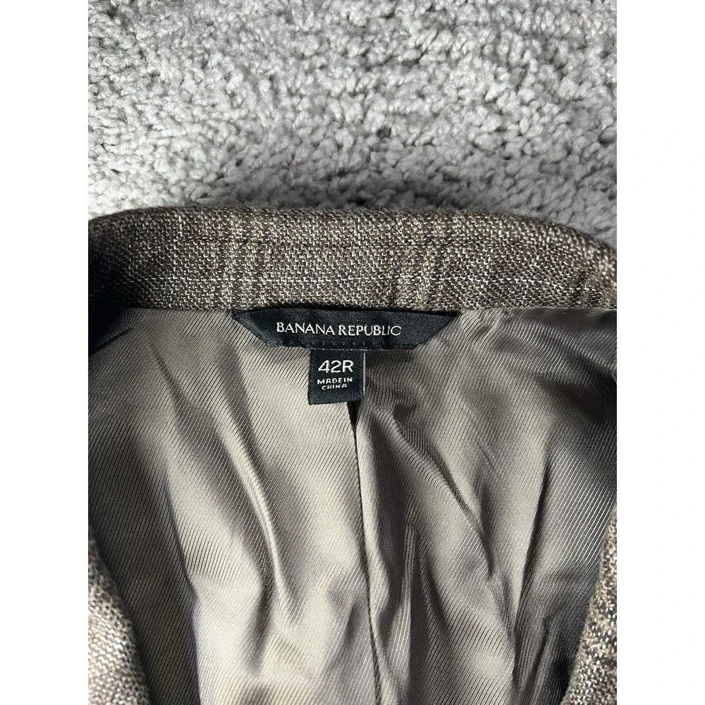 Men's Banana Republic Slim Fit Brown Plaid Blazer Size 42R Single‎ Breasted